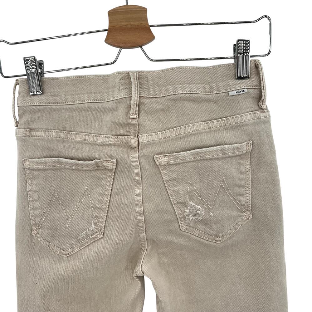 Mother Denim Insider Crop Fray Jeans Khaki Dye Distressed Size 25 - Picture 9 of 13